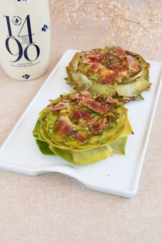 Flores de alcachofa con Jamón serrano